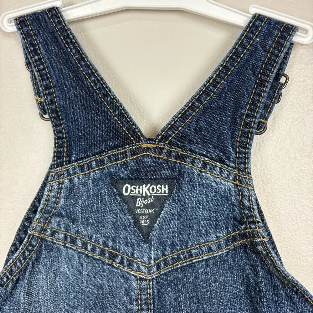 OshKosh B'Gosh Denim Bib Overalls‎ Vestbak Size 9 Mos. Plaid Flannel Lining Blue